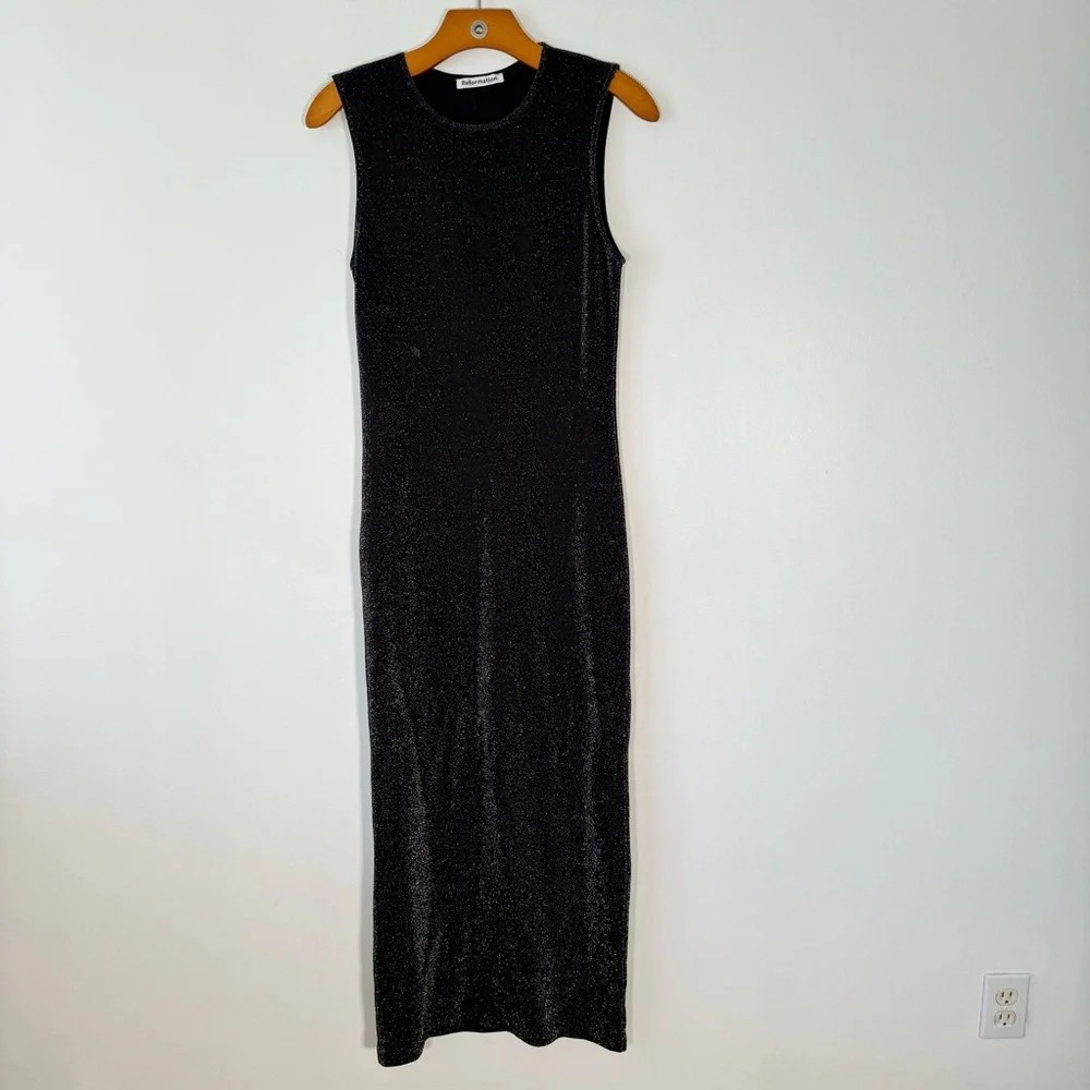 Reformation Maevry Knit Maxi Dress Sparkle Minimalist Party Black  S [flaw] - Picture 2 of 12